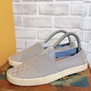 TOMS Drizzle Rose Gold Foil Polka Dots Canvas Sneakers Shoes Flats Loafers 8